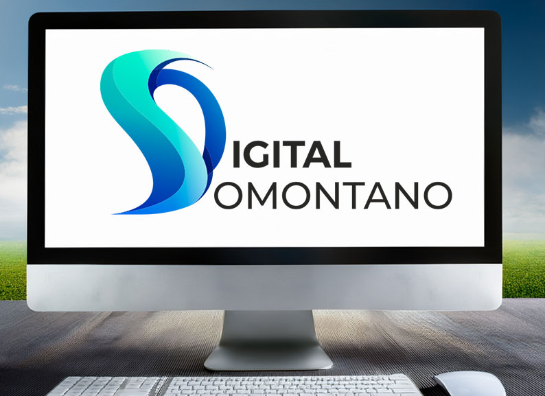 Imagen. Una pantalla de ordenador de sobremesa con el logotipo de Digital Somontano.